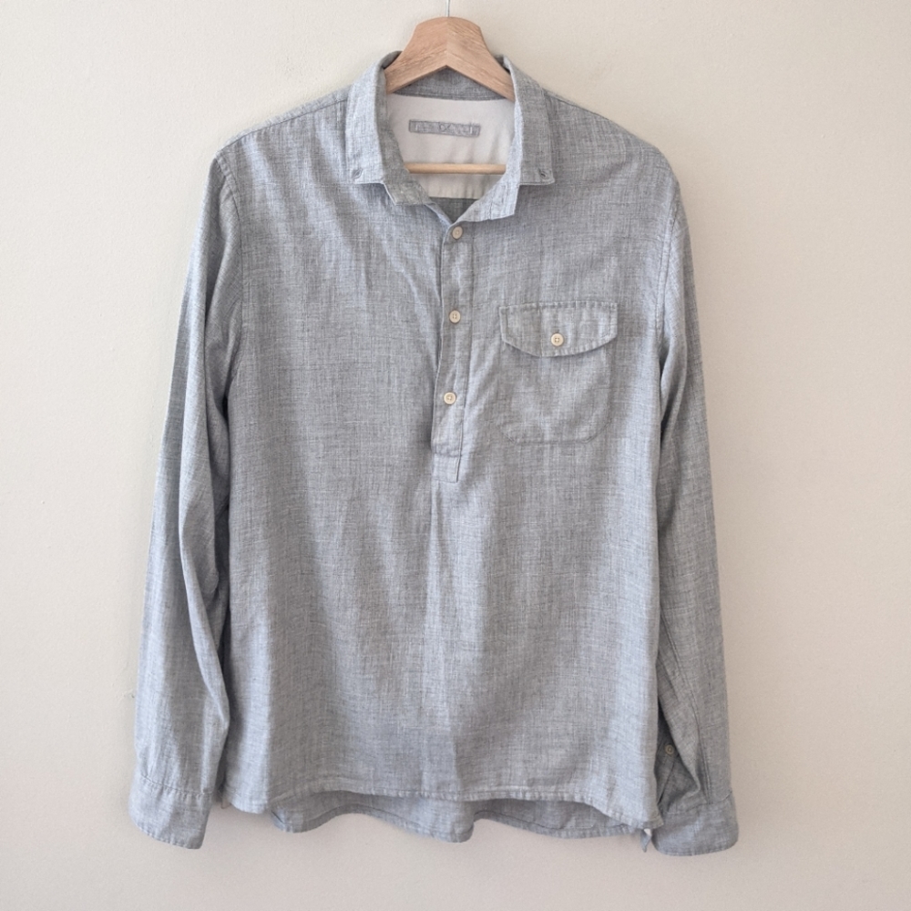 Outerknown Men's Light Gray Casual Long-Sleeve Button-Down Shirt